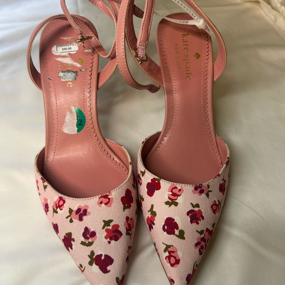 kate spade Pink Floral Pointed Slingback Heels